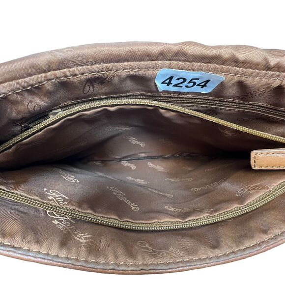 Vintage Large Fossil Tan Brown Leather Shoulder Bag Satchel 75082 Soft - Picture 7 of 7